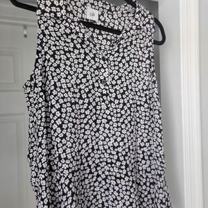 CAbi 5733 Befriend Black and White Floral Blouse